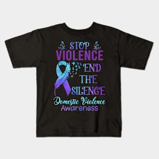 Family Domestic Violence Awareness Purple Ribbon Kids T-Shirt